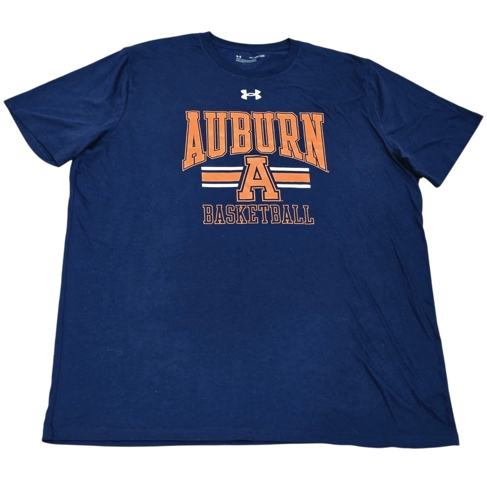 Under Armour Auburn Tigers Basketball T-Shirt Men's 2XL Navy NCAA AU Logo